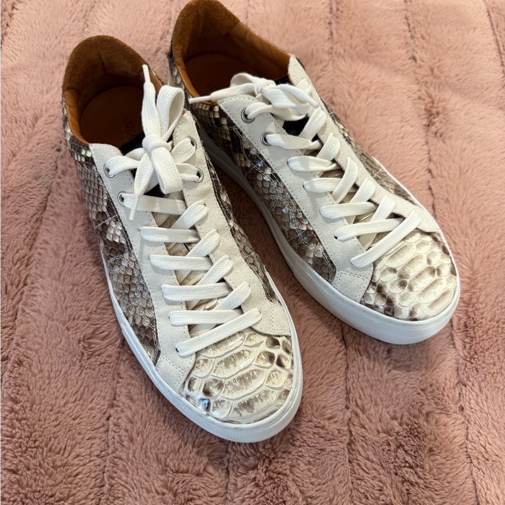 Lucchese White and Black Python Sneakers